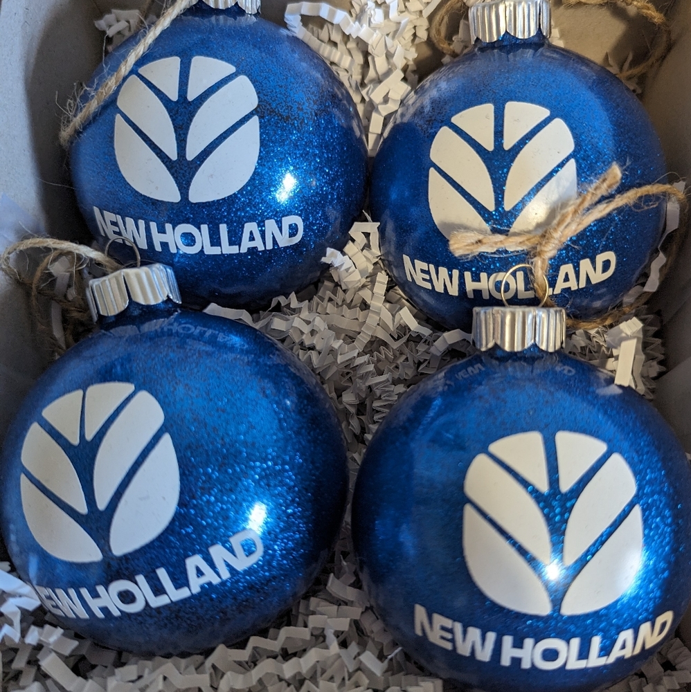 Custom made New Holland Glitter ornaments